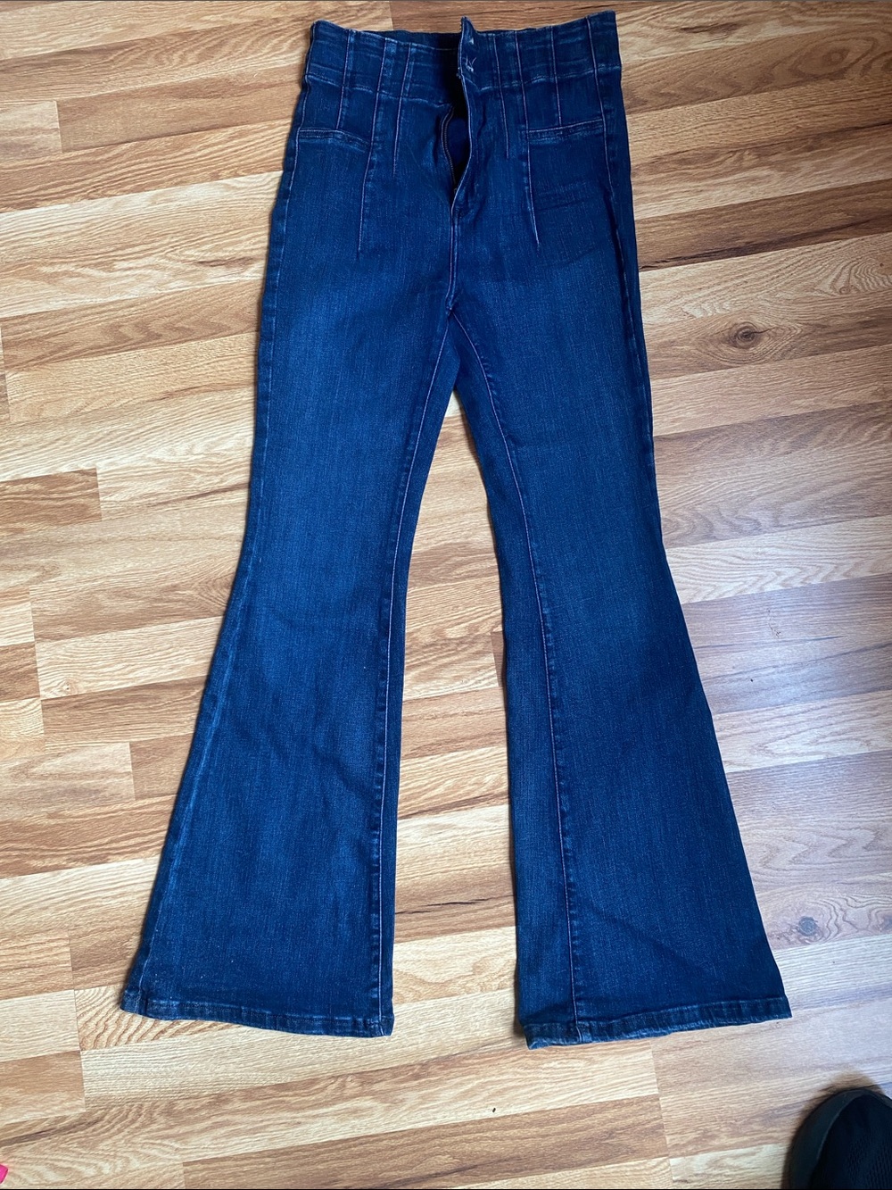 Free People Deep Blue High-Rise Flare Jeans